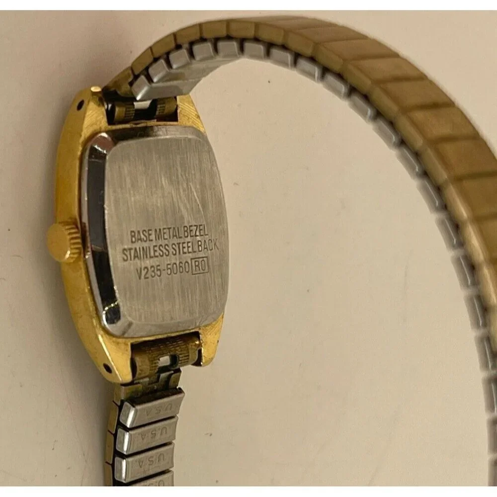 Vintage Lorus Quartz Women's Watch V235-5060 RO Gold Tone Stretch Band USA Made